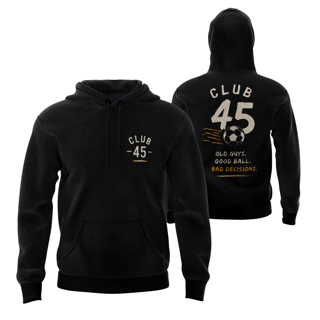 CLUB45 - BLACK COTTON HOODIE - DESIGN 3