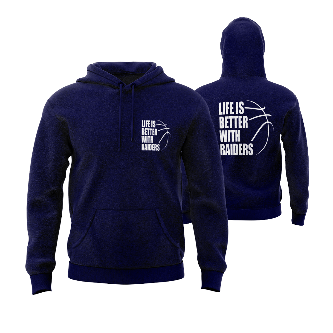 HARROGATE RAIDERS HOODIE - DESIGN 1 - NAVY