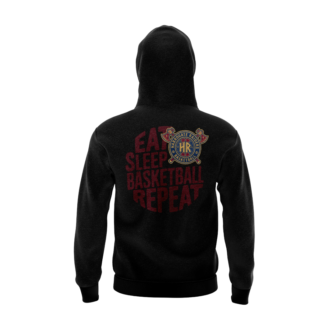 HARROGATE RAIDERS HOODIE - DESIGN 4 - BLACK - Image 3
