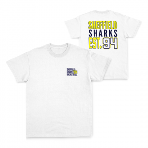 SHEFFIELD SHARKS - WHITE COTTON TEE - DESIGN 2