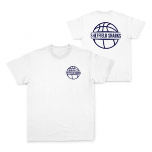 SHEFFIELD SHARKS - WHITE COTTON TEE - DESIGN 1
