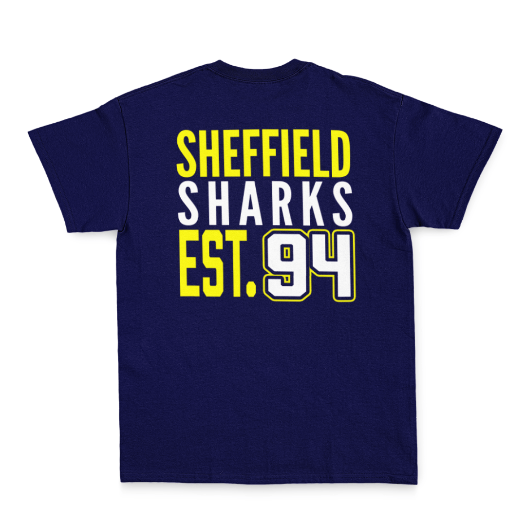 SHEFFIELD SHARKS - NAVY COTTON TEE - DESIGN 2 - Image 3