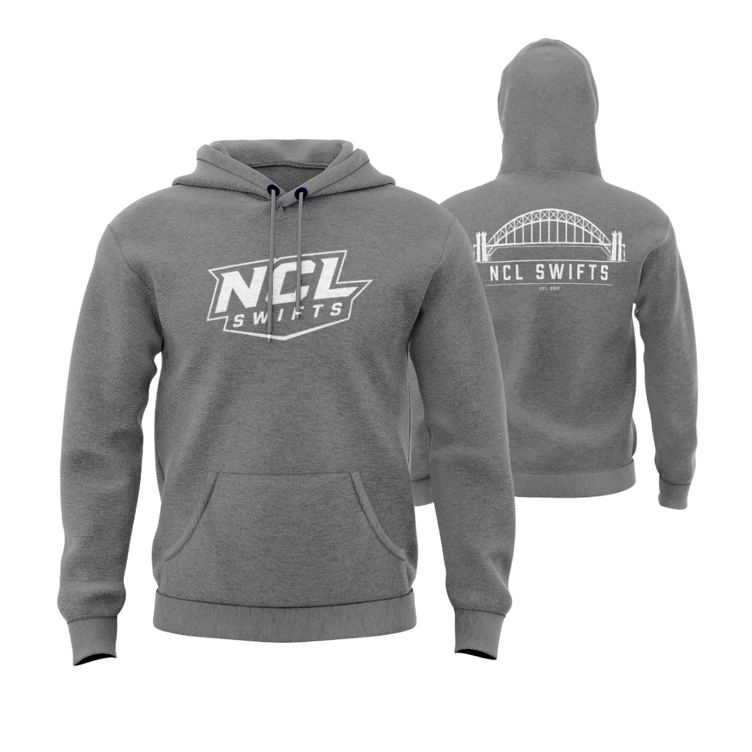 NEWCASTLE SWIFTS - COTTON HOODIE - DESIGN 2 - GREY