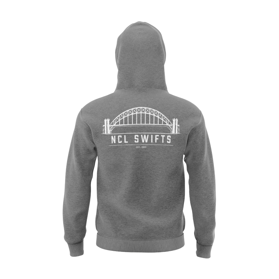 NEWCASTLE SWIFTS - COTTON HOODIE - DESIGN 2 - GREY - Image 3