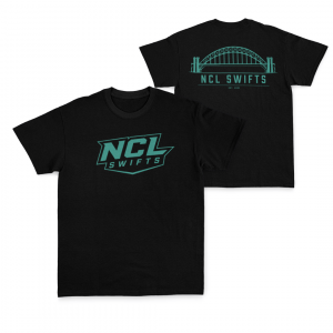 NEWCASTLE SWIFTS - COTTON TEE - DESIGN 2 - BLACK