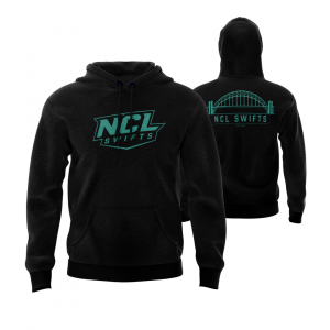 NEWCASTLE SWIFTS - COTTON HOODIE - DESIGN 2 - BLACK