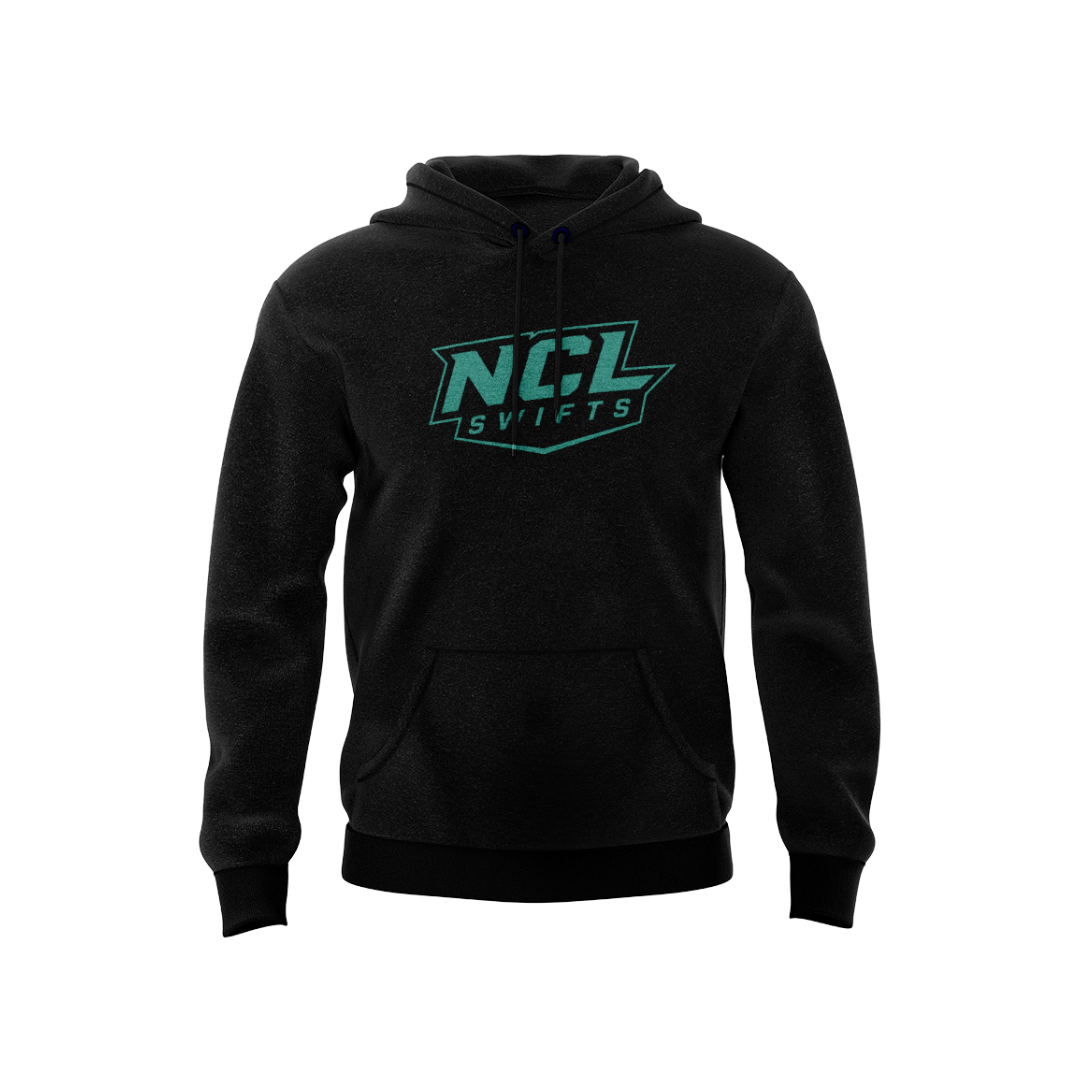 NEWCASTLE SWIFTS - COTTON HOODIE - DESIGN 2 - BLACK - Image 2