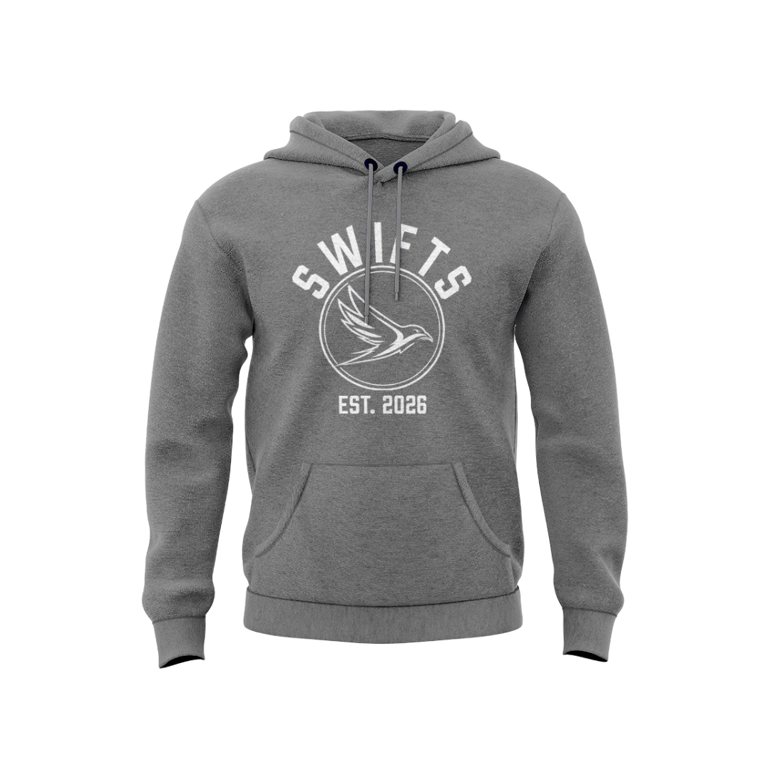NEWCASTLE SWIFTS - COTTON HOODIE - DESIGN 3 - GREY - Image 2
