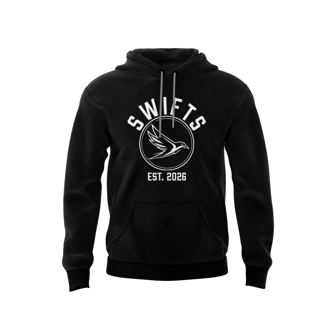 NEWCASTLE SWIFTS - COTTON HOODIE - DESIGN 3 - BLACK - Image 2