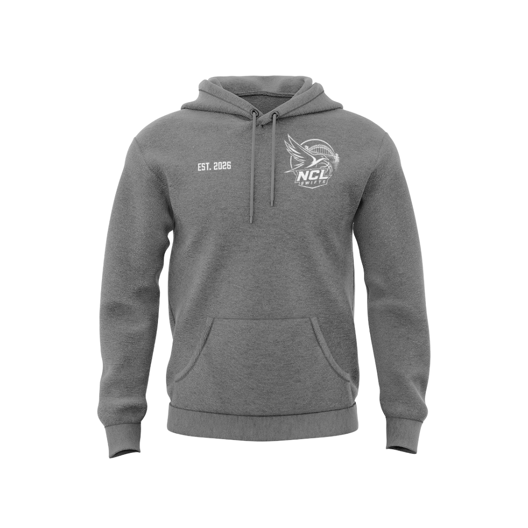 NEWCASTLE SWIFTS - COTTON HOODIE - DESIGN 4 - GREY - Image 2