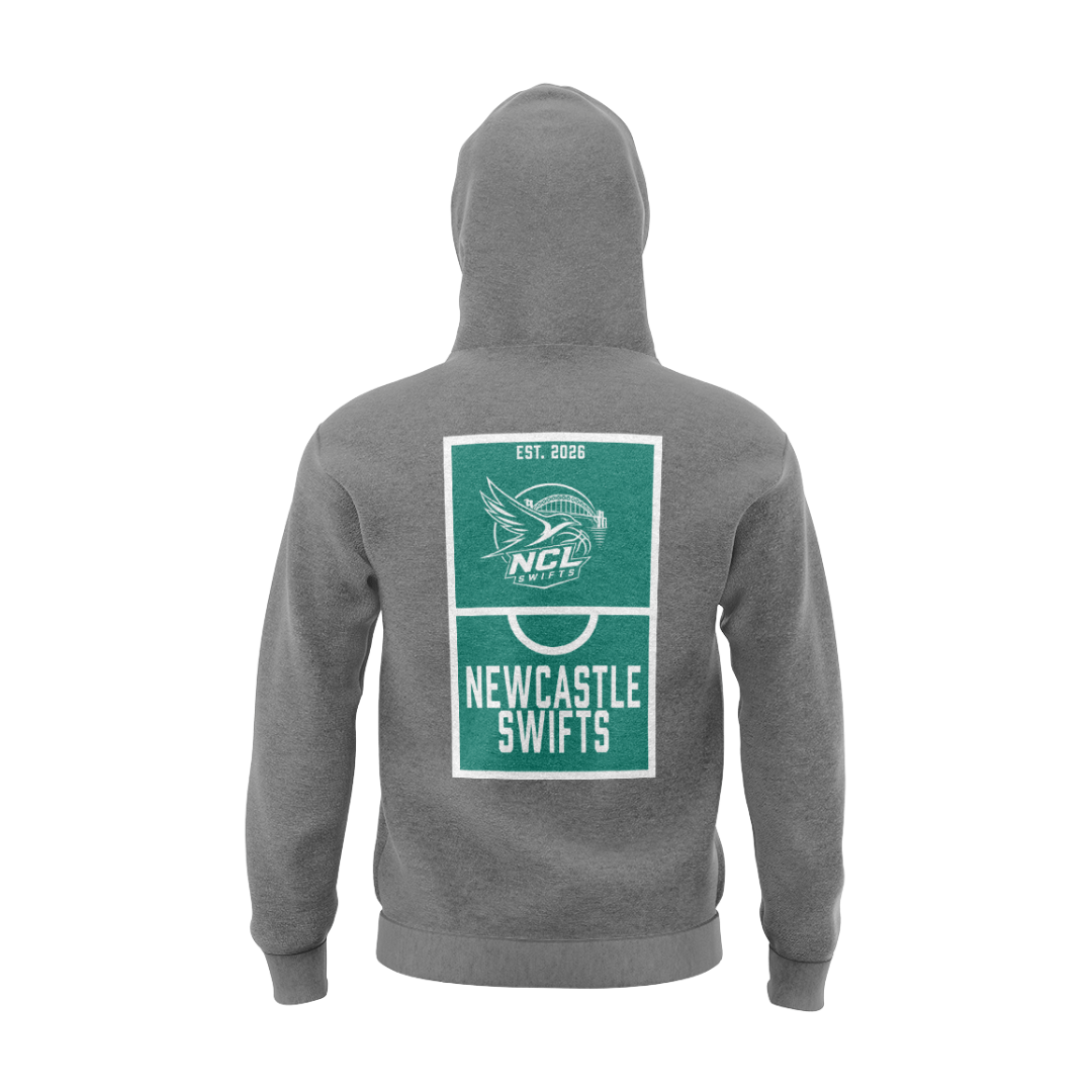 NEWCASTLE SWIFTS - COTTON HOODIE - DESIGN 4 - GREY - Image 3