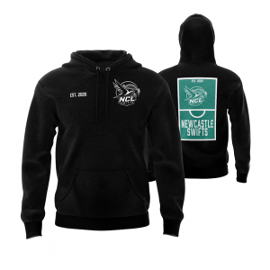 NEWCASTLE SWIFTS - COTTON HOODIE - DESIGN 4 - BLACK