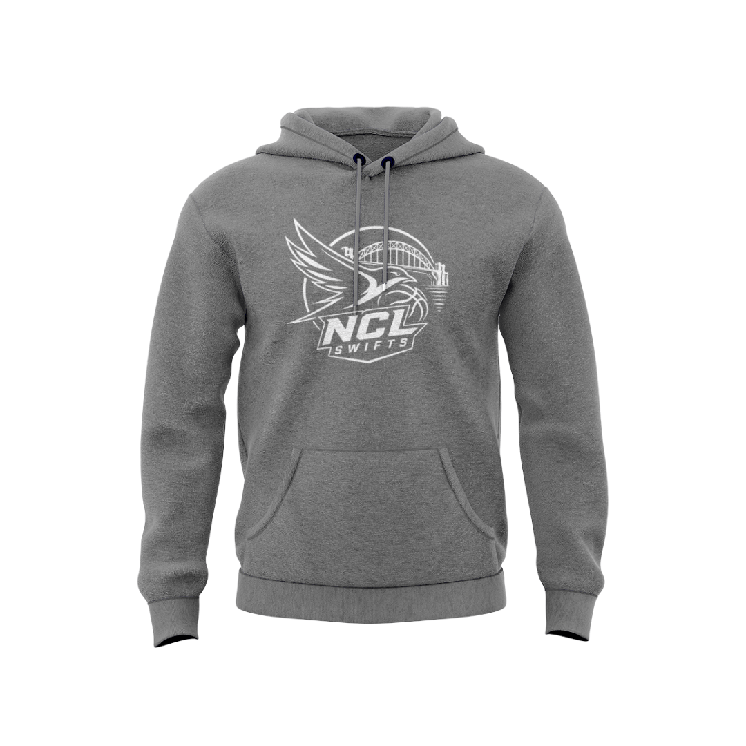 NEWCASTLE SWIFTS - COTTON HOODIE - DESIGN 1 - GREY - Image 2