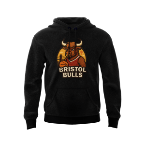 BRISTOL BULLS - SUPPORTERS HOODIE - BLACK - DESIGN 1